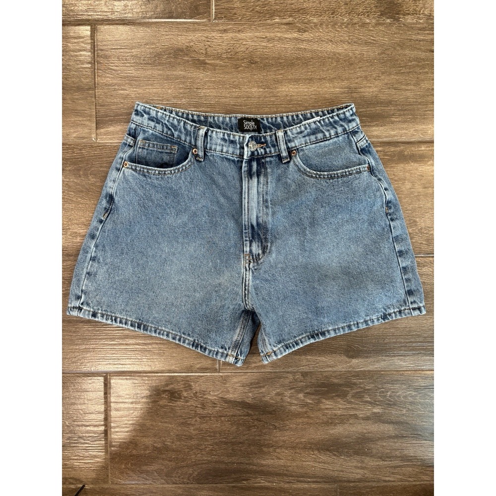 Simple Society Size 31 Denim Shorts Blue Modern For High Rise Relaxed Fit Casual